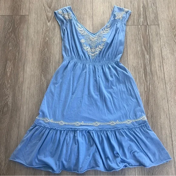 Johnny Was Light Blue Embroidered Julien Tier Dress NWT - Picture 5 of 10